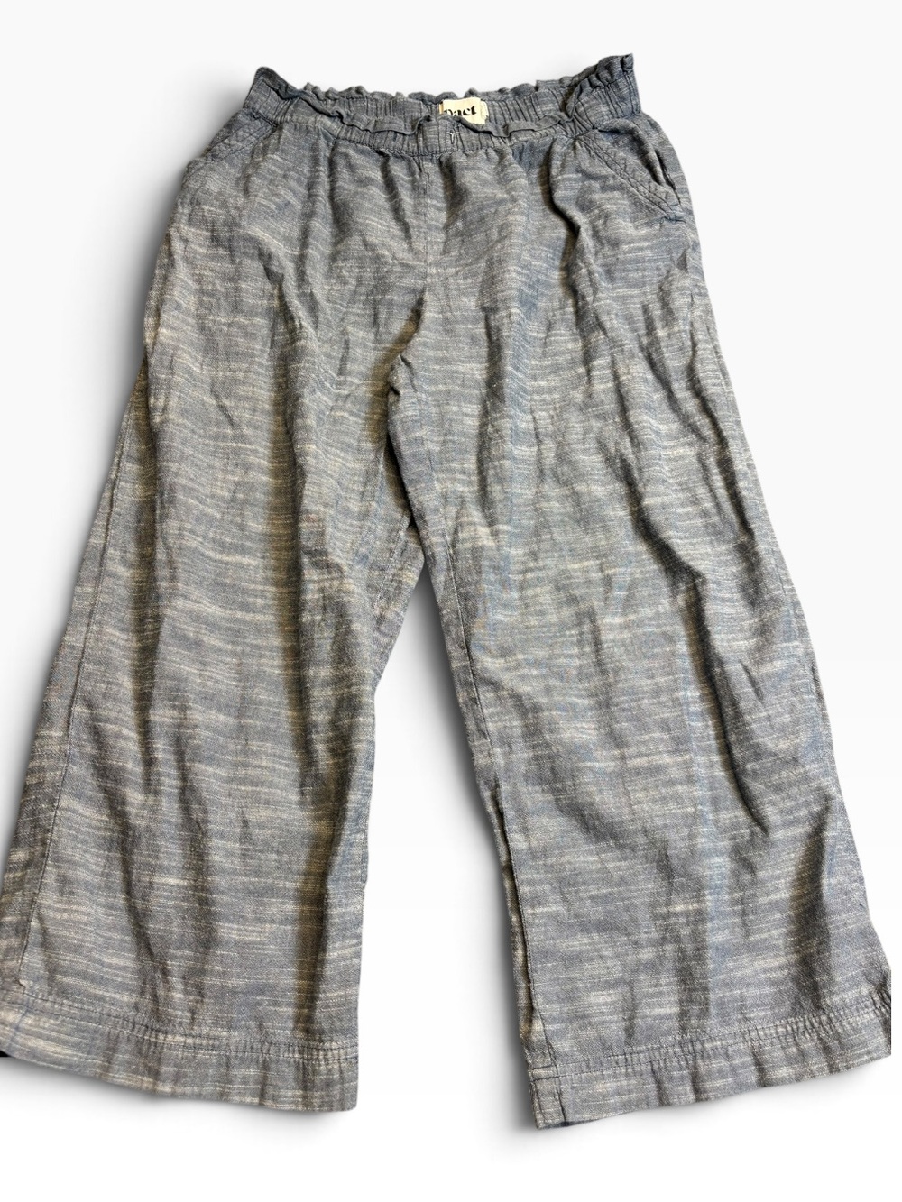 Pact Organic Cotton Blue Wide Leg Crop Pants Medium M Lounge GUC